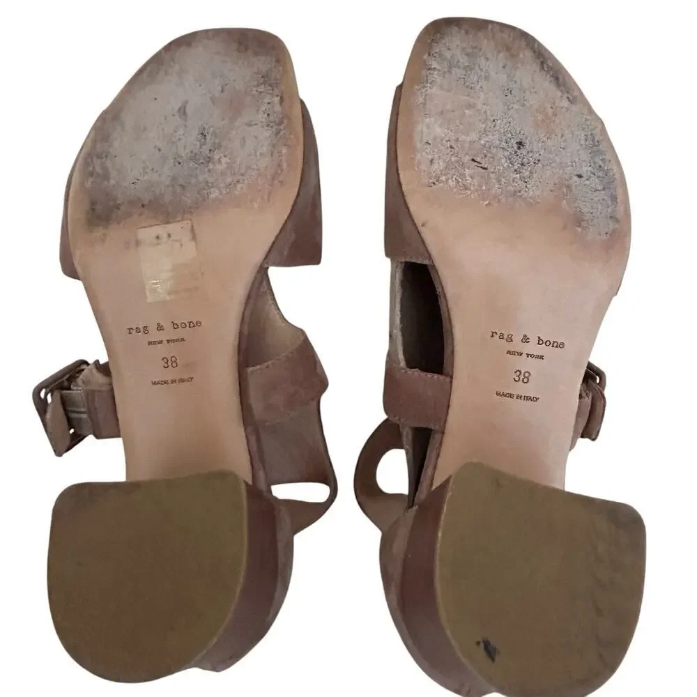 RAG & BONE Women’s Suede Open Toe Matteo Sandal Block Heel B Size 7.5 US 38 EU